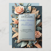 素敵なほこりっぽいブルーフローラ結婚式招待状 招待状 (正面/裏面)