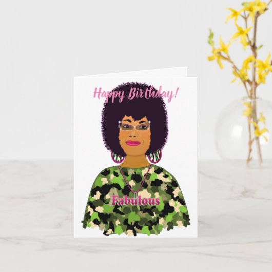 素敵なアフリカ系アメリカ人女性の誕生日カード カード (黄色い花)