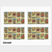 素敵なアンティーク家宝バラカタログ花 長方形シール (シート)