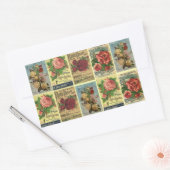 素敵なアンティーク家宝バラカタログ花 長方形シール (封筒)