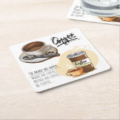 素敵なイメージコーヒー愛好家のためのコーヒータイ素朴ム スクエアペーパーコースター (アングル)