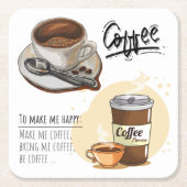 素敵なイメージコーヒー愛好家のためのコーヒータイ素朴ム スクエアペーパーコースター (正面)