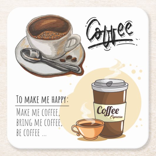素敵なイメージコーヒー愛好家のためのコーヒータイ素朴ム スクエアペーパーコースター (正面)