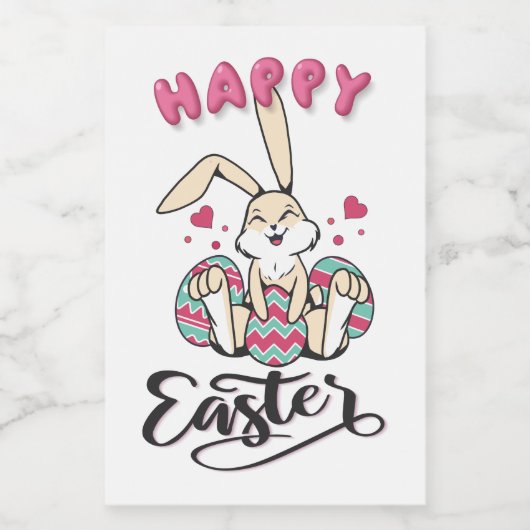 素敵なイースターバニーからのハッピーイースター フードラベル (シングルラベル)