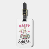 素敵なイースターバニーからのハッピーイースター ラゲッジタグ (正面縦)