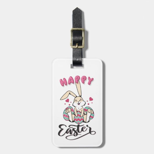 素敵なイースターバニーからのハッピーイースター ラゲッジタグ (正面縦)