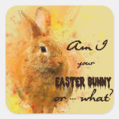 素敵なイースターバニーの水色 スクエアシール (正面)