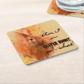 素敵なイースターバニーの水色 スクエアペーパーコースター (アングル)