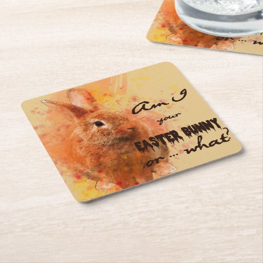 素敵なイースターバニーの水色 スクエアペーパーコースター (アングル)