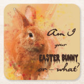 素敵なイースターバニーの水色 スクエアペーパーコースター (正面)