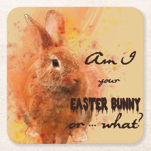 素敵なイースターバニーの水色 スクエアペーパーコースター (正面)
