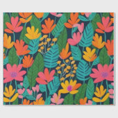 素敵なカラフルの花と鳥のラッピング紙 ラッピングペーパー (フラット)