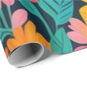 素敵なカラフルの花と鳥のラッピング紙 ラッピングペーパー (ロールコーナー)
