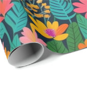 素敵なカラフルの花と鳥のラッピング紙 ラッピングペーパー (ロールコーナー)