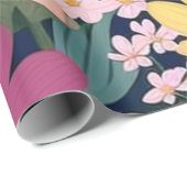 素敵なカラフルの花と鳥のラッピング紙 ラッピングペーパー (ロールコーナー)