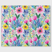 素敵なカラフルの花と鳥のラッピング紙 ラッピングペーパー (フラット)