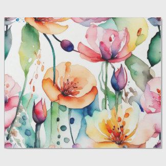 素敵なカラフルの花のラッピング紙 ラッピングペーパー