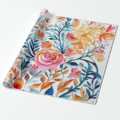 素敵なカラフルの花のラッピング紙 ラッピングペーパー (アンロールド)