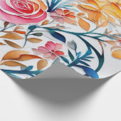 素敵なカラフルの花のラッピング紙 ラッピングペーパー (角)