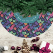 素敵なカラフルハートクリスマスウォーターの色 ブラッシュドポリエステルツリースカート