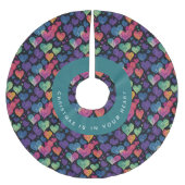 素敵なカラフルハートクリスマスウォーターの色 ブラッシュドポリエステルツリースカート (正面)