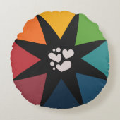 素敵なカラフル三角形パターン ラウンドクッション (正面)