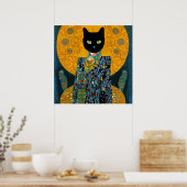 素敵なガウンの黒猫 ポスター (キッチン)