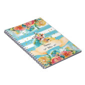 素敵なキツネ水色繊細な花女の子日記 ノートブック (右側)