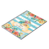 素敵なキツネ水色繊細な花女の子日記 ノートブック (左側)