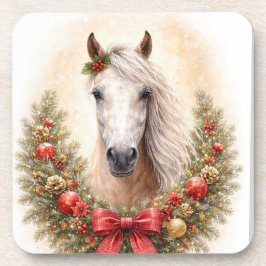 素敵なクリスマスの馬リース コースター