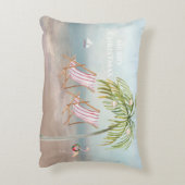 素敵なクリスマスウォーター色のビーチシーン アクセントクッション (裏面(縦))