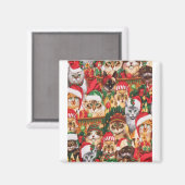 素敵なクリスマスキャットファミリーキャットグレアデザイン マグネット (正面/裏面)