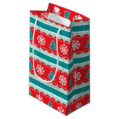 素敵なクリスマススノーフレーク水玉模様パターン スモールペーパーバッグ (正面アングル)