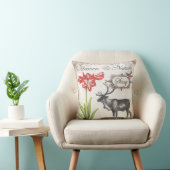 素敵なクリスマストナカイ、鳥、アマリリス枕 クッション (椅子)