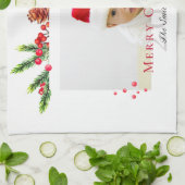 素敵なクリスマスフレームパーソナライズされた写真 キッチンタオル (折り畳み)