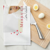 素敵なクリスマスフレームパーソナライズされた写真 キッチンタオル (四つ折り)