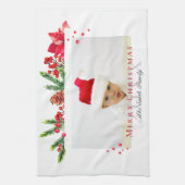 素敵なクリスマスフレームパーソナライズされた写真 キッチンタオル (縦)