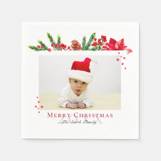 素敵なクリスマスフレームパーソナライズされた写真 スタンダードカクテルナプキン (正面)