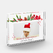 素敵なクリスマスフレームパーソナライズされた写真 フォトブロック (左)