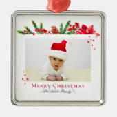 素敵なクリスマスフレームパーソナライズされた写真 メタルオーナメント (正面)