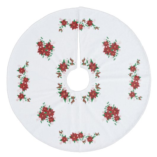 素敵なクリスマスレッドフラワーツリースカート フリース ツリースカート (正面)