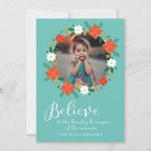 素敵なクリスマス信じリースの魔法写真 シーズンカード (正面)