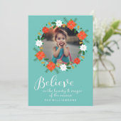 素敵なクリスマス信じリースの魔法写真 シーズンカード (スタンド正面)