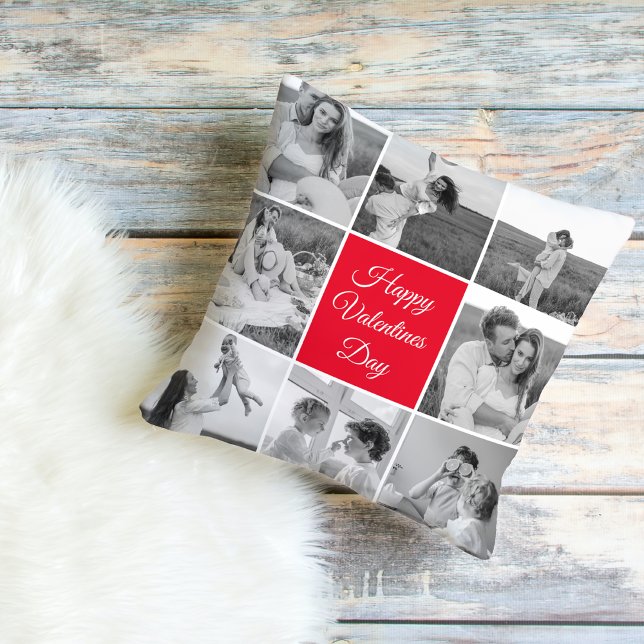 素敵なコラージュのカップルの写真とハッピーバレンタインデー アウトドアクッション (クリエイターアップロード済み)