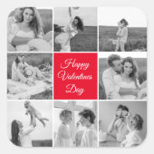 素敵なコラージュのカップルの写真とハッピーバレンタインデー スクエアシール (正面)
