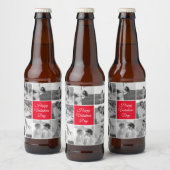 素敵なコラージュのカップルの写真とハッピーバレンタインデー ビールラベル (ボトル)