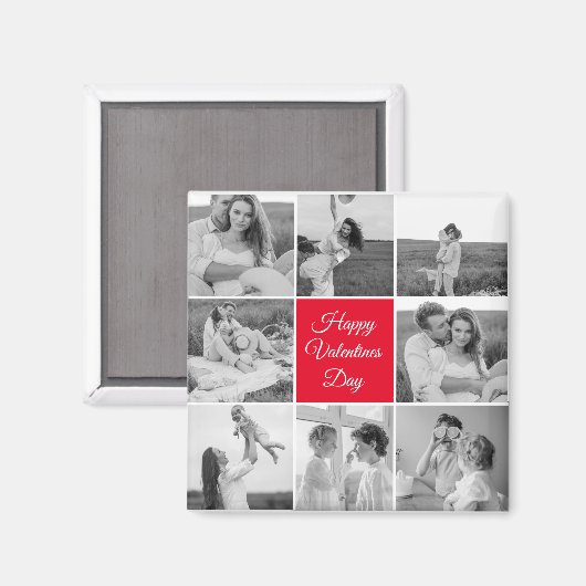 素敵なコラージュのカップルの写真とハッピーバレンタインデー マグネット (正面/裏面)