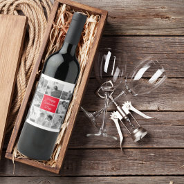 素敵なコラージュのカップルの写真とハッピーバレンタインデー ワインラベル