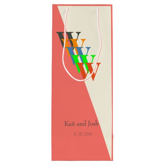 素敵なコーラルスクリプエレガントトワインプレゼント ワインギフトバッグ (裏面)