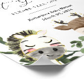 素敵なサファリ動物ベビースワーサニタイジングサイン ポスター (角)